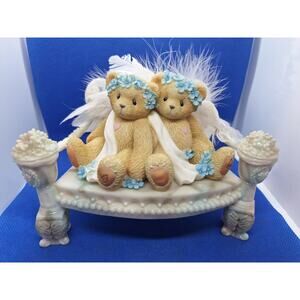 Cherished Teddies  Chantel and Fawn " We're Kindred Spirits  " Figurine w/ Bench